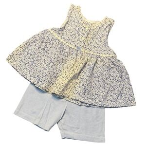 VTG Little Lass Girls 4T 2-Pcs Matching Outfit Baby Blue 90's Floral Lace Retro